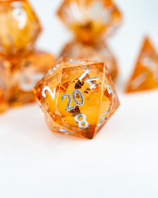 Firemote | 7 Piece Liquid Core Dice Set - Emberglow Gaming