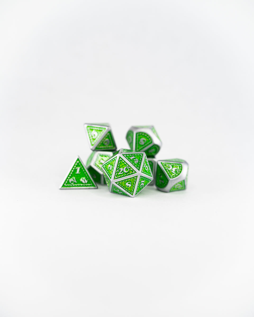Ouroboros Hide | 7 Piece Metal Dice Set - Emberglow Gaming