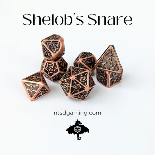 Shelob's Snare | 7 Piece Metal Dice Set - Emberglow Gaming