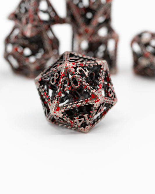 Scylla's Rage | Hollow Octopus Core | 7 Piece Hollow Metal Dice Set - Emberglow Gaming
