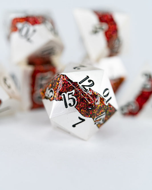 Fool's Coin | 7 Piece Metal Dice Set - Emberglow Gaming
