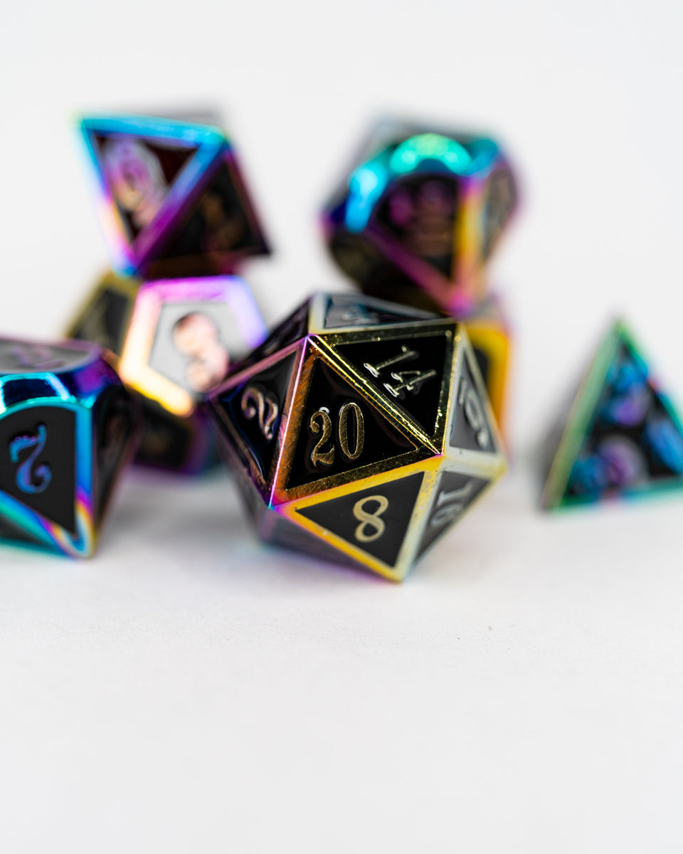 Crowley | 7 Piece Metal Dice Set - Emberglow Gaming