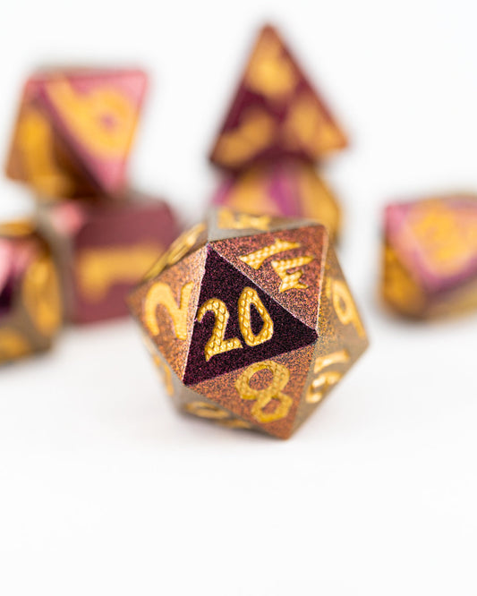 Spice Merchant | Large Font | 7 Piece Metal Dice Set - Emberglow Gaming