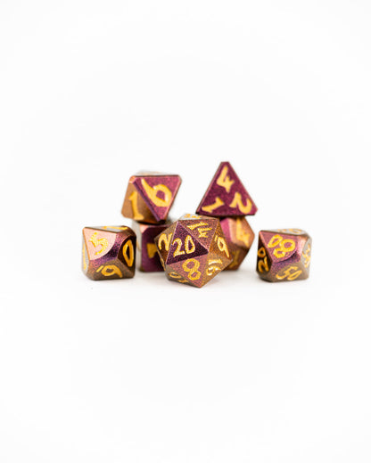 Spice Merchant | Large Font | 7 Piece Metal Dice Set - Emberglow Gaming