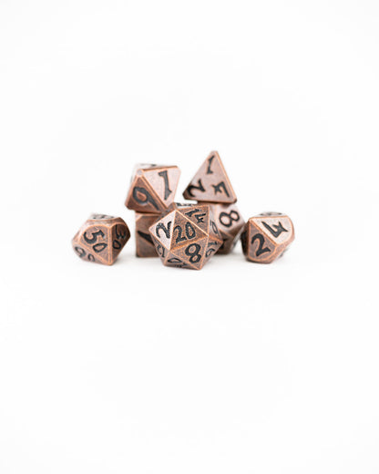 Hammer and Anvil | Large Font | 7 Piece Metal Dice Set - Emberglow Gaming