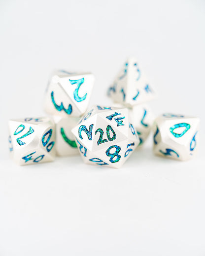 Selesnya | Large Font | 7 Piece Metal Dice Set - Emberglow Gaming