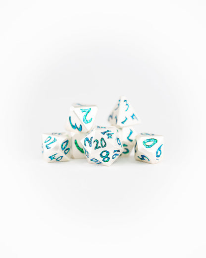 Selesnya | Large Font | 7 Piece Metal Dice Set - Emberglow Gaming