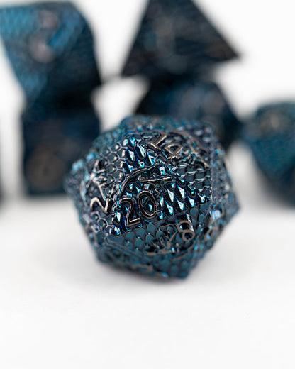 Blighted Sapphires | 7 Piece Metal Dice Set - Emberglow Gaming