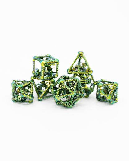 Fury Fettered | Hollow Dragon Core | 7 Piece Metal Dice Set - Emberglow Gaming