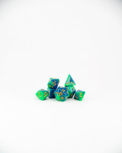 Doxycide | 7 Piece Mini Acrylic Polyhedral Dice Set - Emberglow Gaming