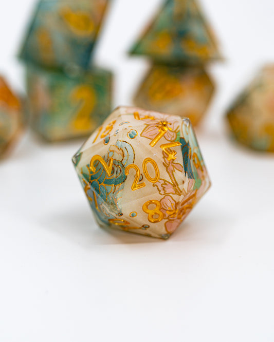 Nishijin | Double Cast | 7 Piece Sharp Edge Dice Set