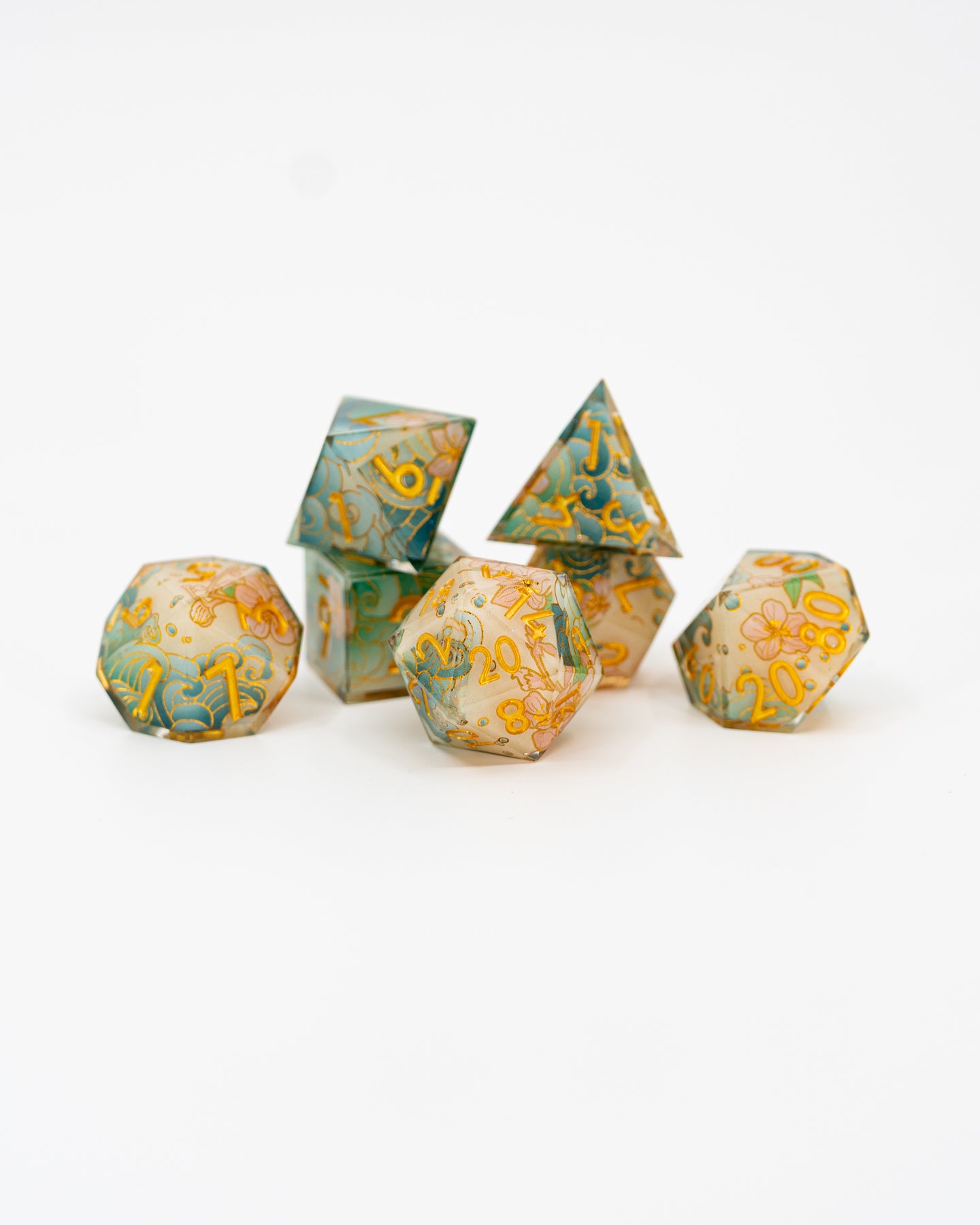 Nishijin | Double Cast | 7 Piece Sharp Edge Dice Set