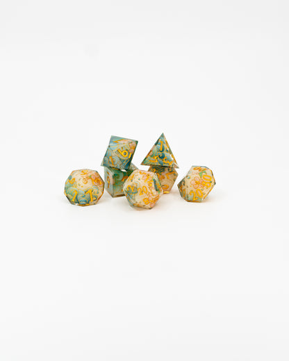 Nishijin | Double Cast | 7 Piece Sharp Edge Dice Set
