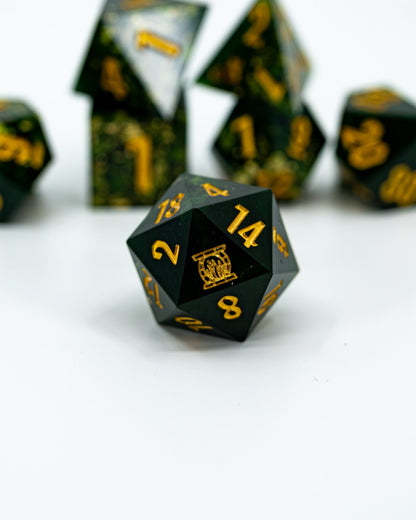 Ossiriand | Emberglow Original | 7 Piece Sharp Edge Resin Dice Set