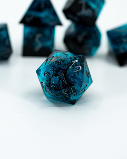 Long Dark Winter | Emberglow Original | 7 Piece Sharp Edge Resin Dice Set