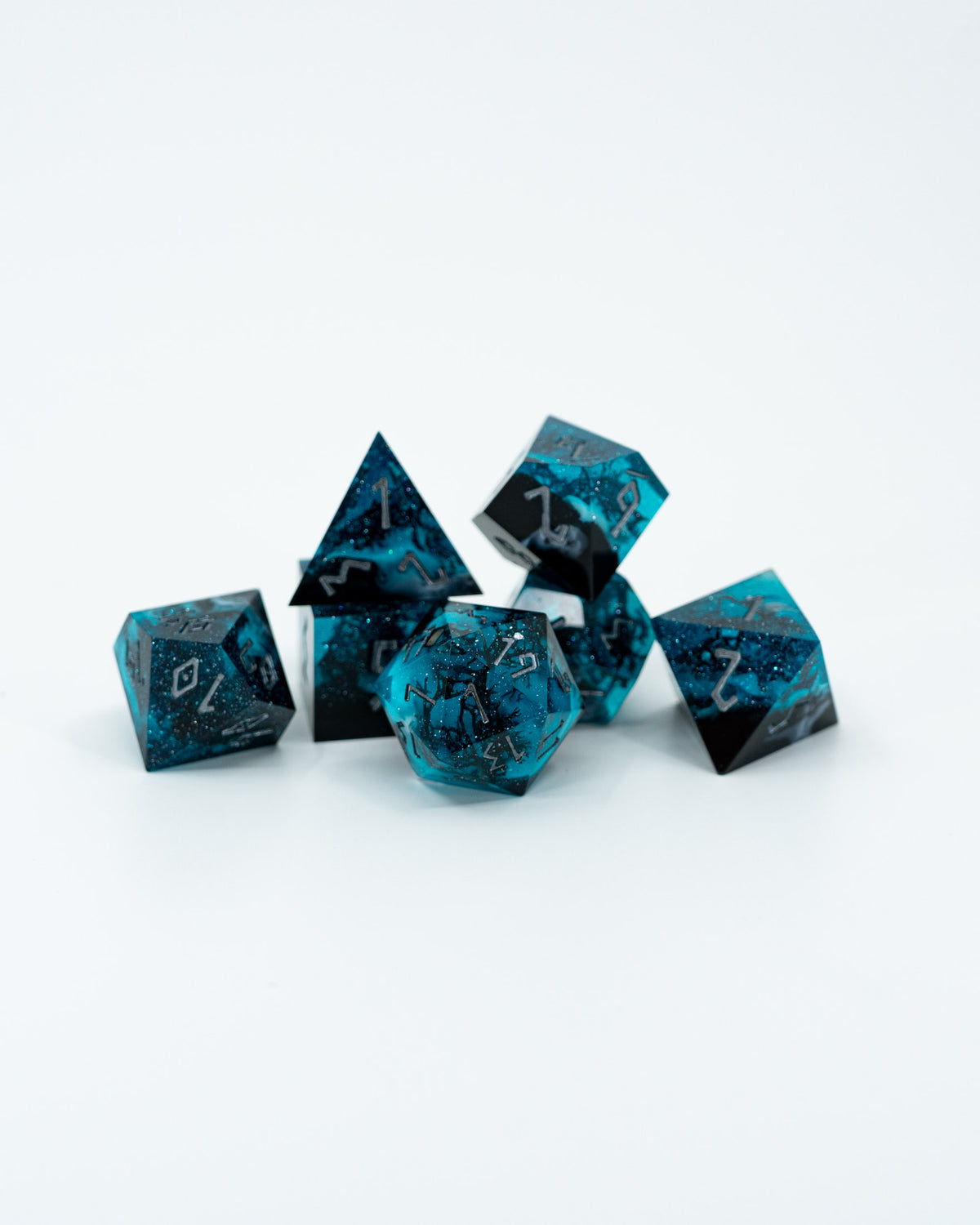 Long Dark Winter | Emberglow Original | 7 Piece Sharp Edge Resin Dice Set