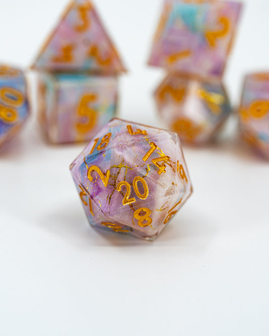 Galatea | Double Cast | 7 Piece Sharp Edge Dice Set