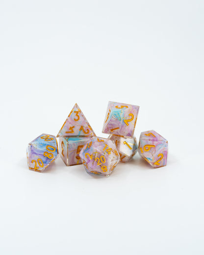 Galatea | Double Cast | 7 Piece Sharp Edge Dice Set