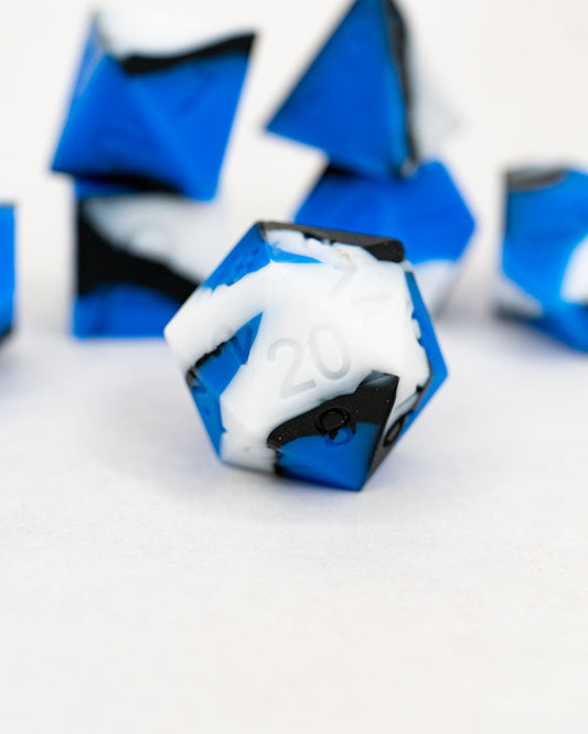 Blue Steel | 7 Piece Soft Silicone Dice Set - Emberglow Gaming