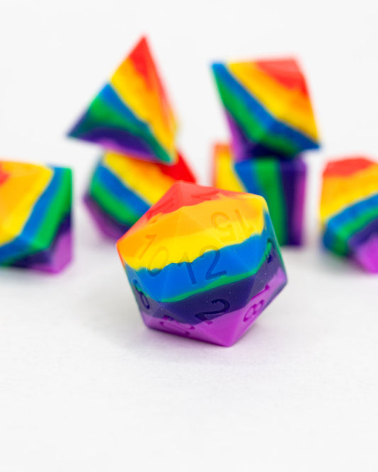 Taste the Rainbow  | 7 Piece Soft Silicone Dice Set - Emberglow Gaming