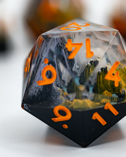 Yellow Mountains | Double Cast | 7 Piece Sharp Edge Dice Set