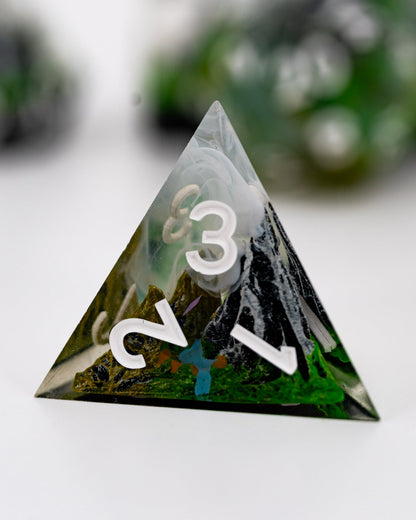 Green Mountains | Double Cast | 7 Piece Sharp Edge Dice Set