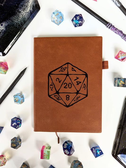 D20 | Vegan Leather Mini Dot Journal - Emberglow Gaming
