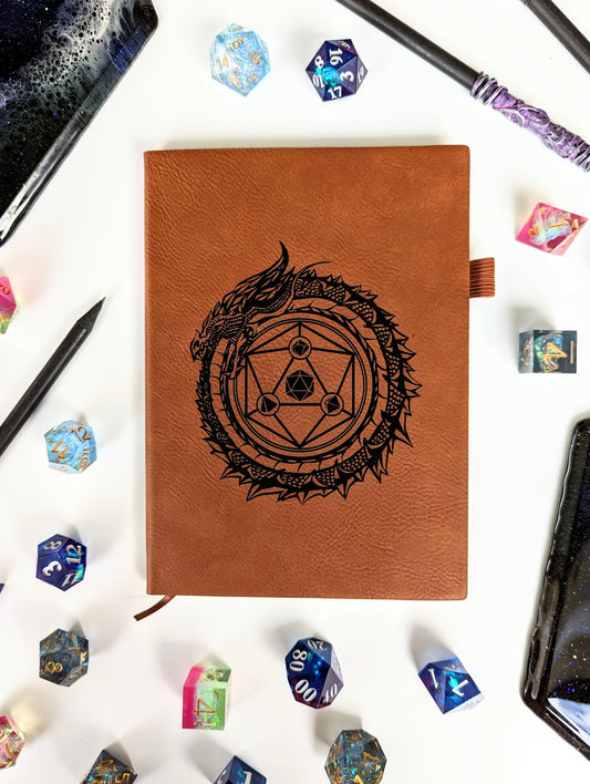 Dragon Circle | Vegan Leather Mini Dot Journal - Emberglow Gaming