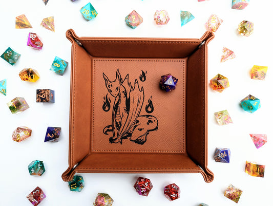 Wyrmling Wondering | Vegan Leather Dice Rolling Tray - Emberglow Gaming