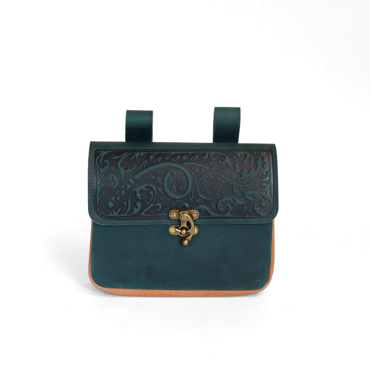 JZW | Leather Bag | LG | Dark Teal and Tan
