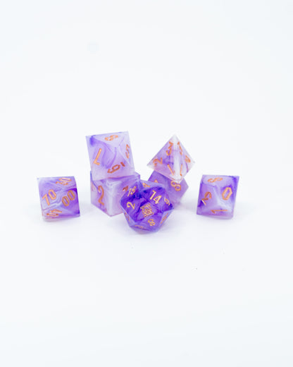 Essence of Dittany | Emberglow Original | 7 or 8 Piece Sharp Edge Resin Dice Set