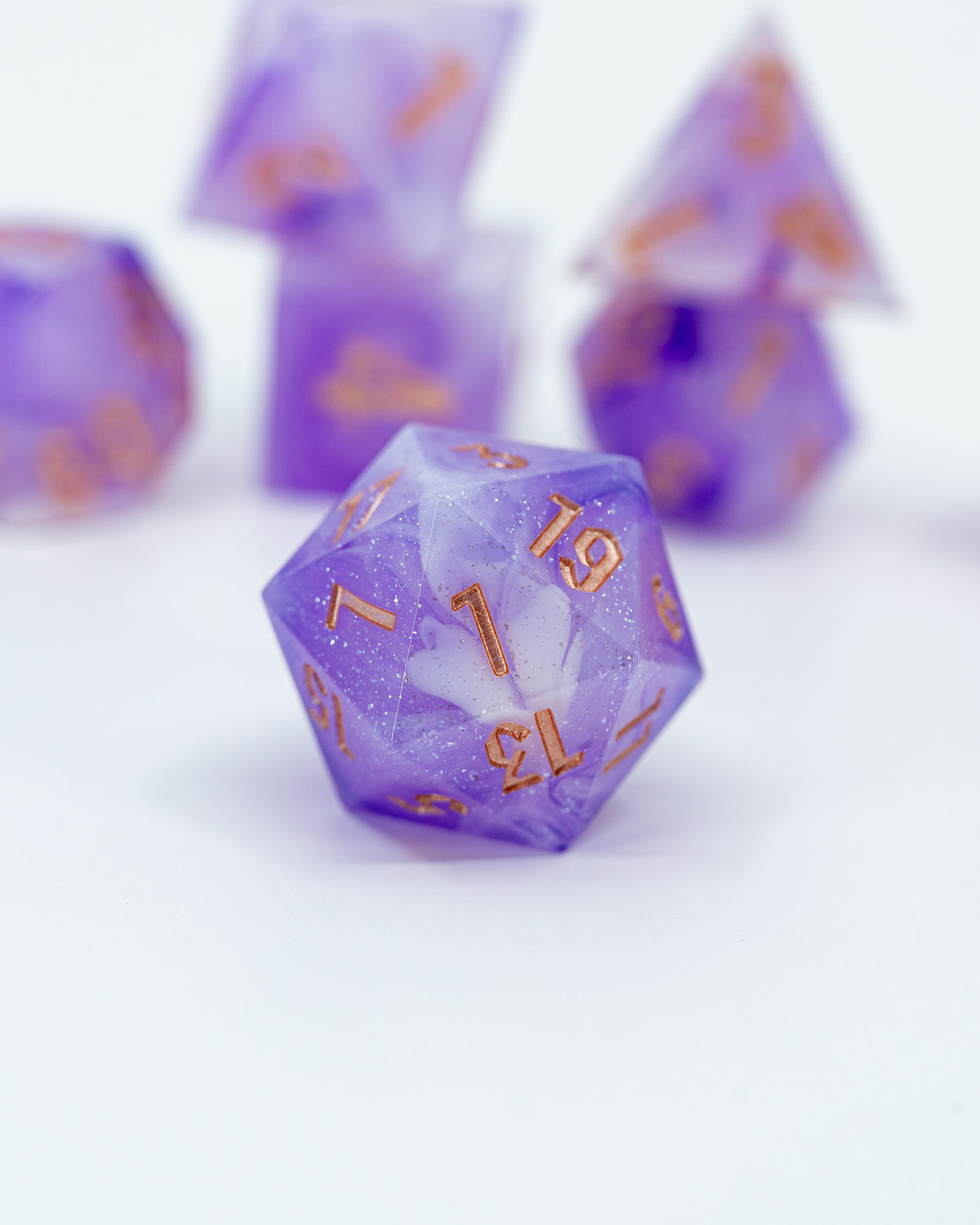 Essence of Dittany | Emberglow Original | 7 or 8 Piece Sharp Edge Resin Dice Set