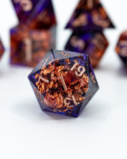 Hecuba | Emberglow Original | 7 or 8 Piece Sharp Edge Resin Dice Set