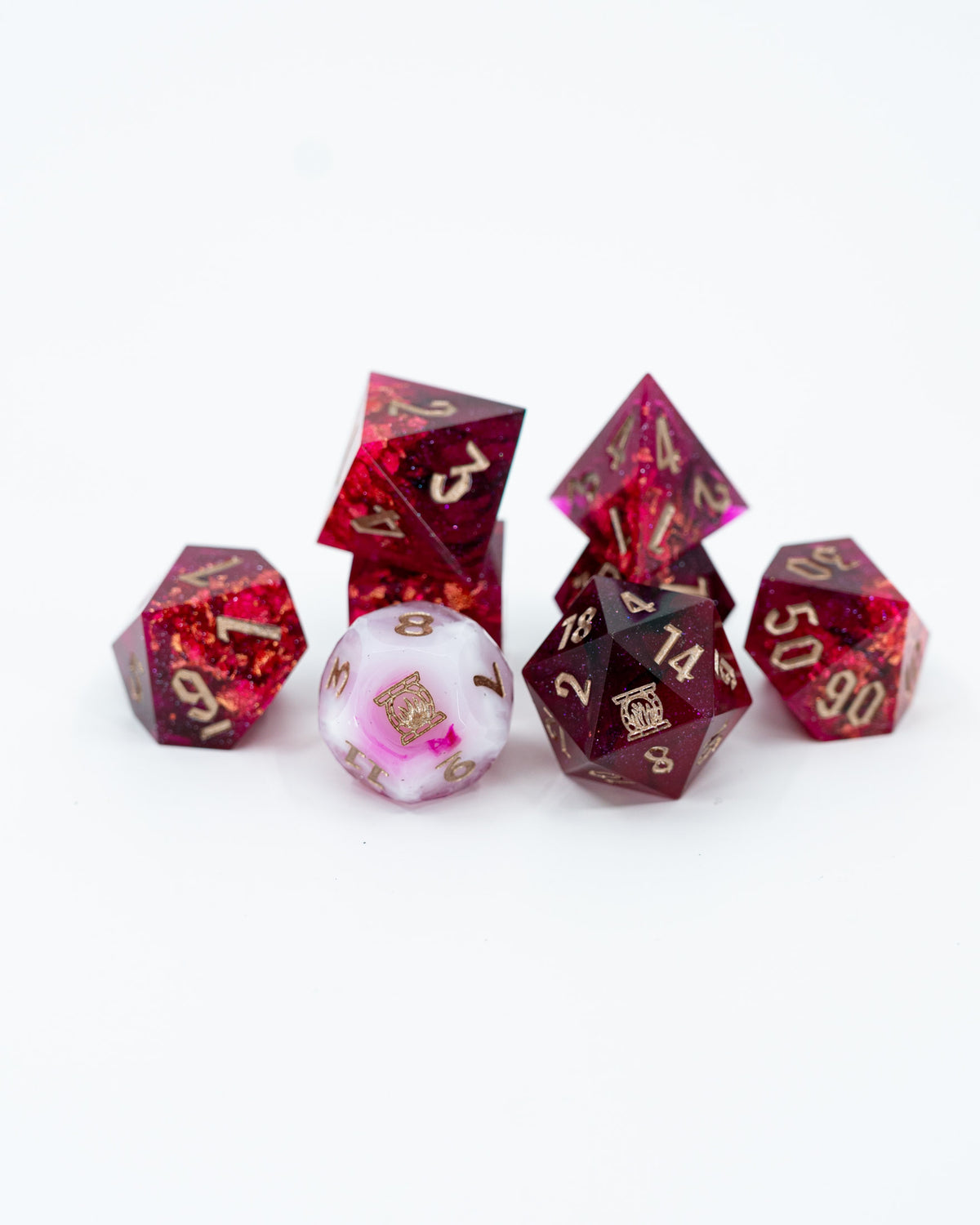 Blood Money | Emberglow Original | 7 or 8 Piece Sharp Edge Resin Dice Set