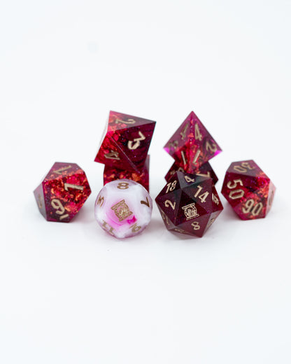 Blood Money | Emberglow Original | 7 or 8 Piece Sharp Edge Resin Dice Set