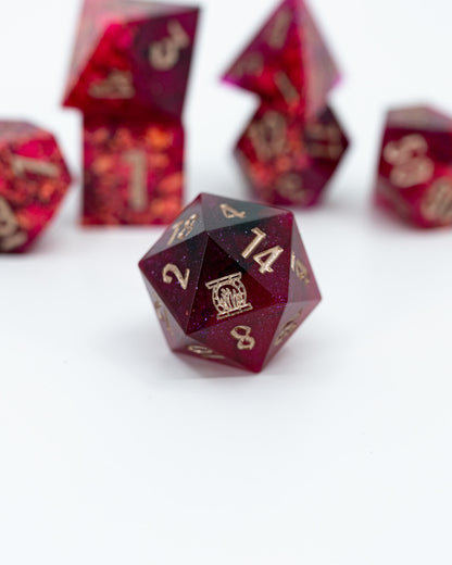 Blood Money | Emberglow Original | 7 or 8 Piece Sharp Edge Resin Dice Set