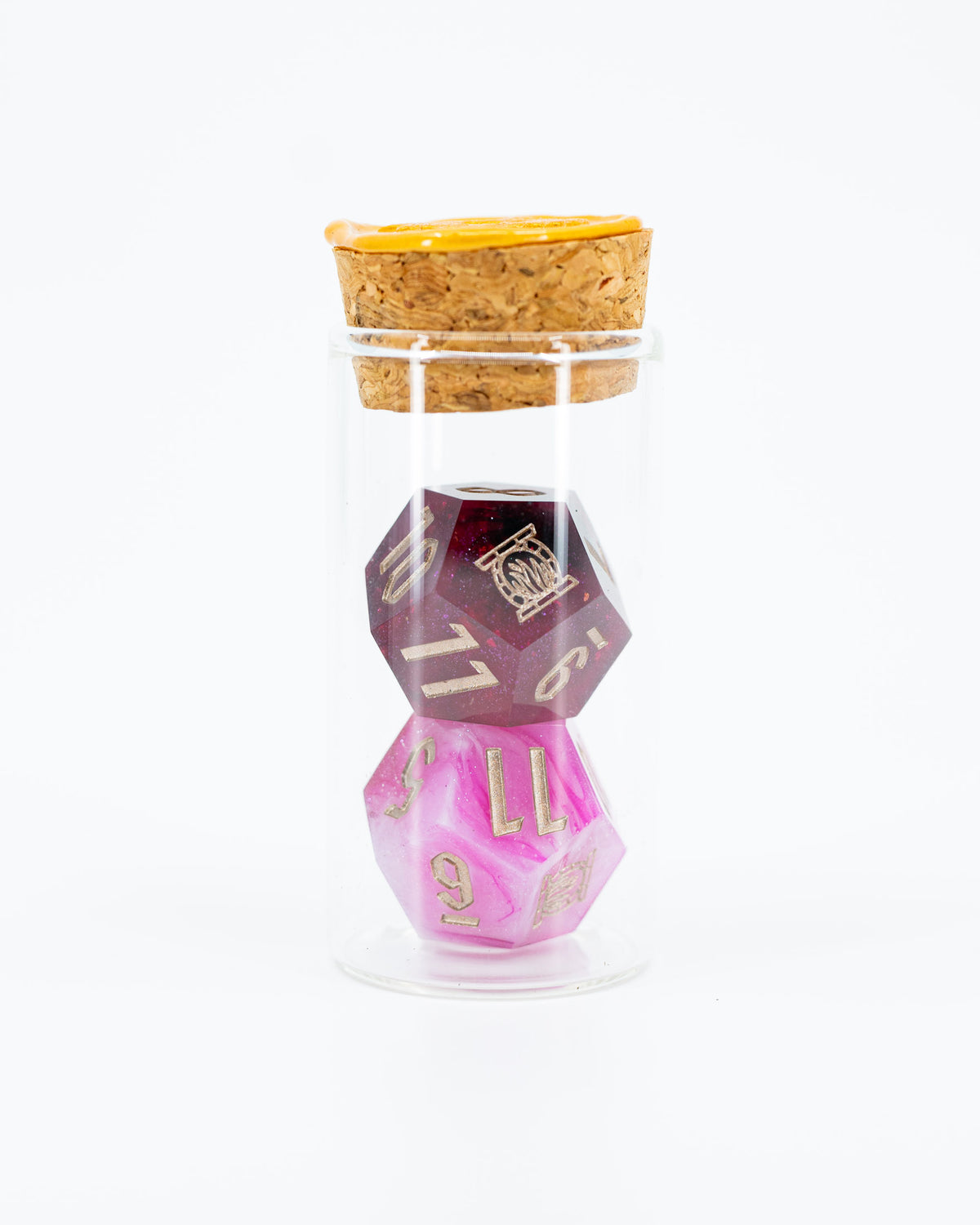 Flame/Flower | 2 Sharp Edge Resin Oversized 33mm D12 Dice | Duality Dice