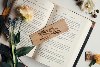 Words Are Magic | Harry Potter | Engraved Wooden Bookmark - Emberglow Gaming