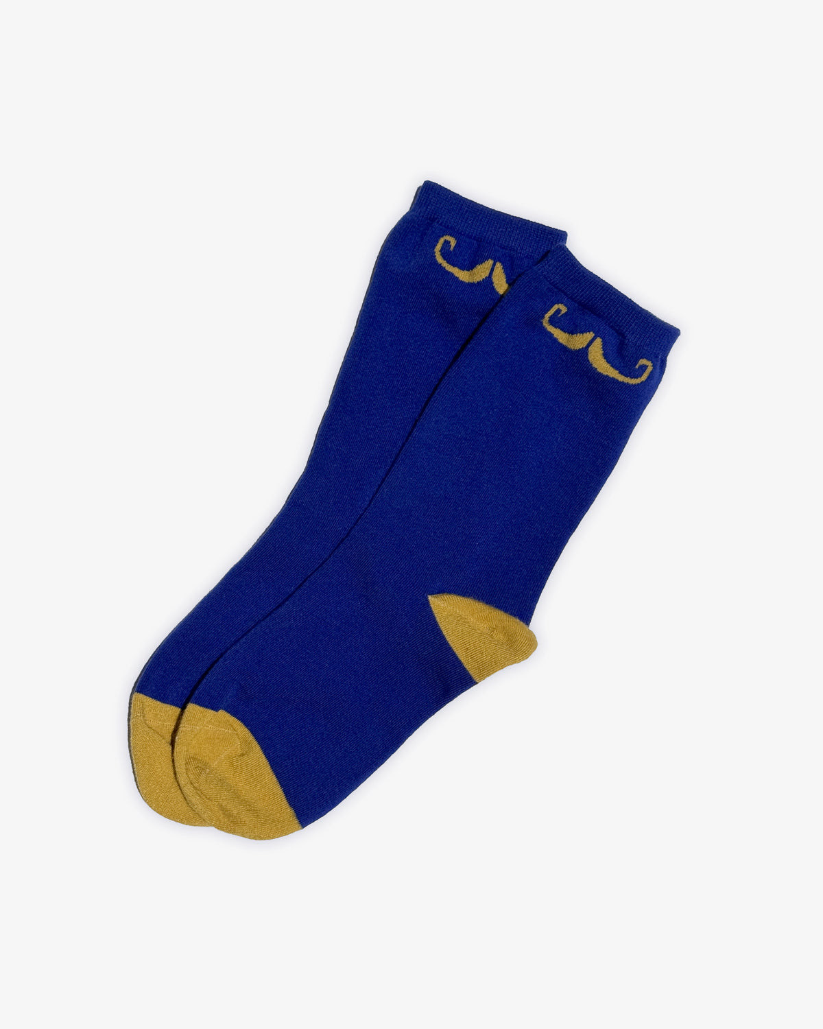 JzW Mustachio'd Foot Adorners! | Crew Cut Socks | Blue and Yellow