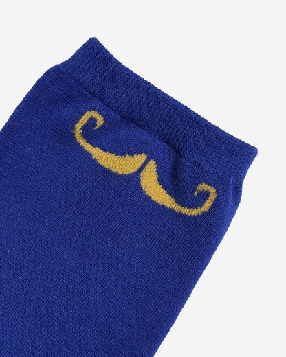 JzW Mustachio'd Foot Adorners! | Crew Cut Socks | Blue and Yellow