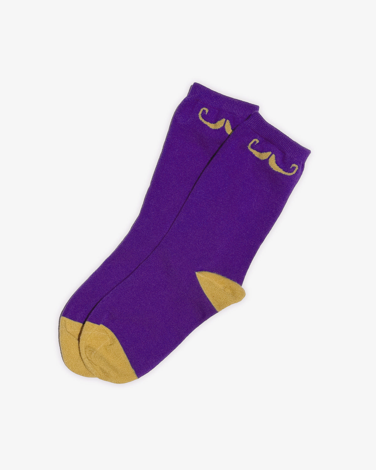 JzW Mustachio'd Foot Adorners! | Crew Cut Socks | Purple and Yellow