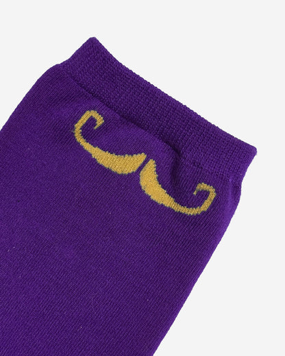 JzW Mustachio'd Foot Adorners! | Crew Cut Socks | Purple and Yellow