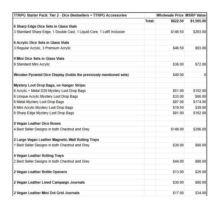 TTRPG Starter Pack: Tier 2 - Dice Bestsellers + TTRPG Accessories Sampler