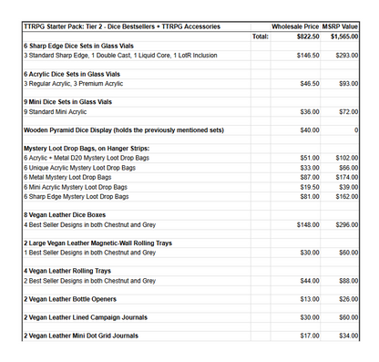 TTRPG Starter Pack: Tier 2 - Dice Bestsellers + TTRPG Accessories Sampler