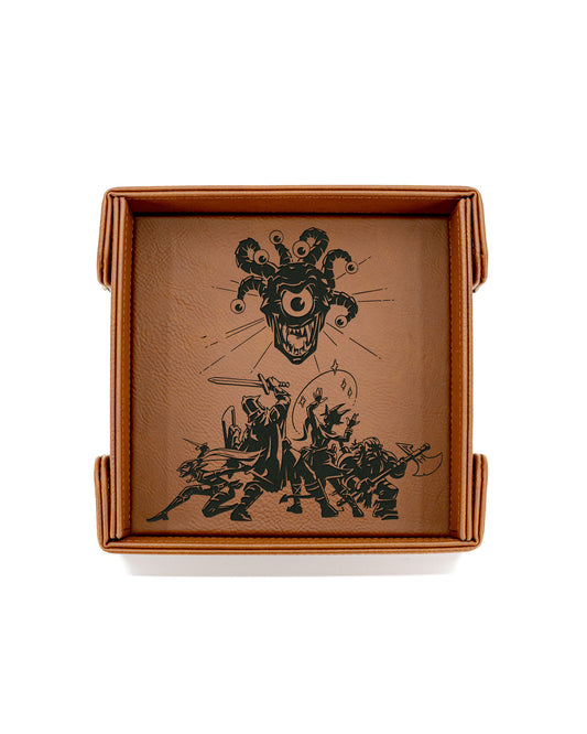 Deadly Encounter | SM Magnetic Vegan Leather Dice Tray (Square)