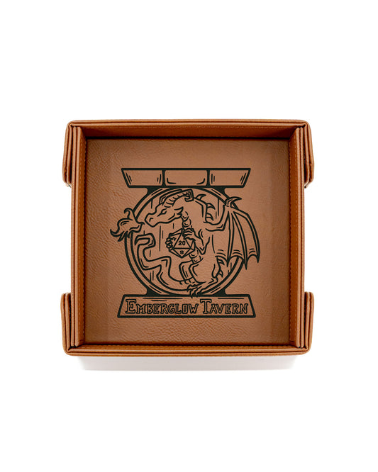 Emberglow Tavern | SM Magnetic Vegan Leather Dice Tray (Square)
