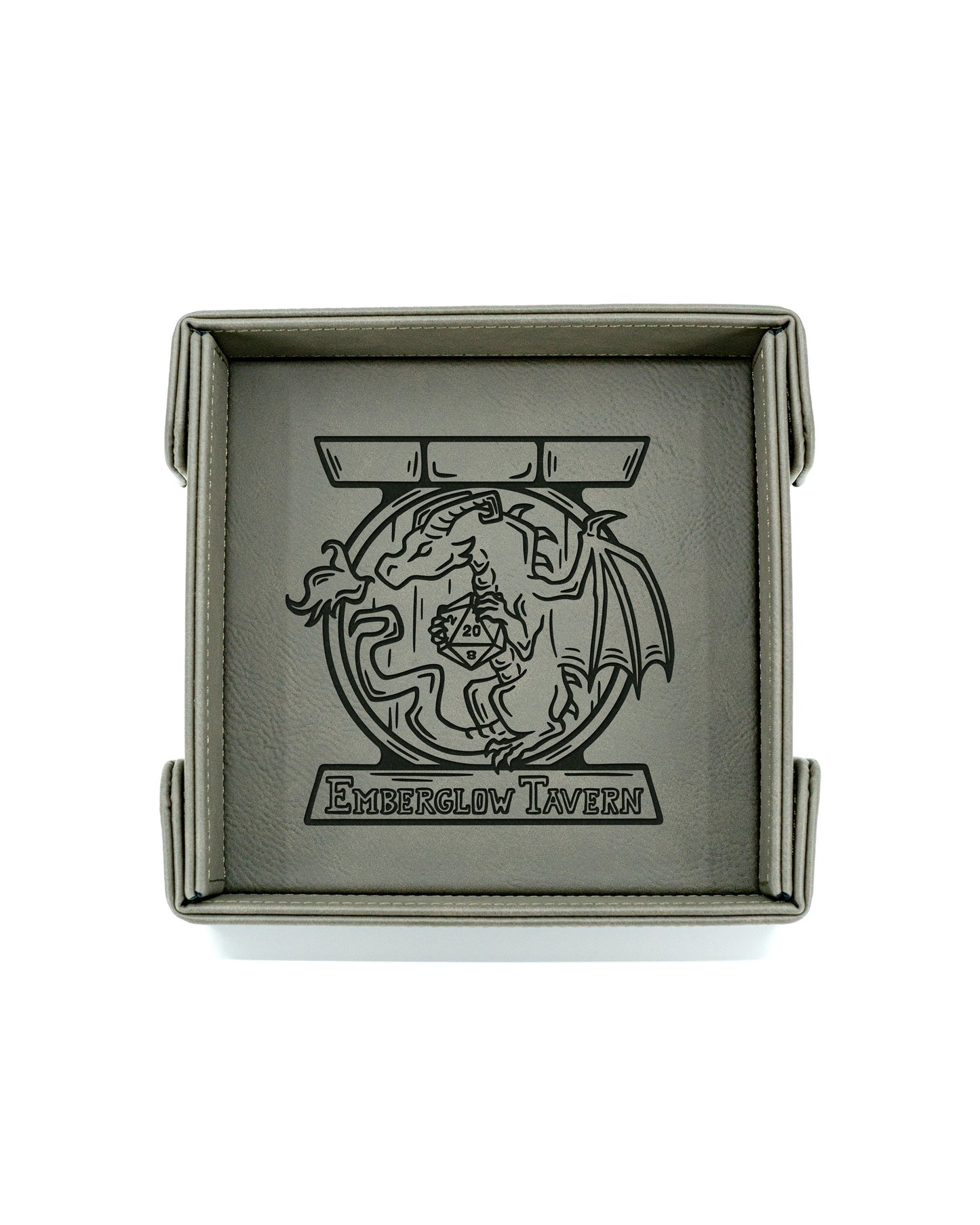 Emberglow Tavern | SM Magnetic Vegan Leather Dice Tray (Square)