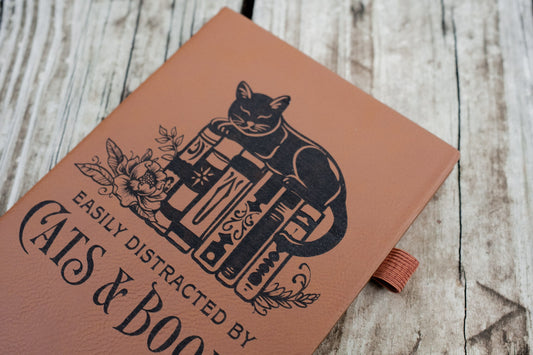 Easily Distracted By Cats And Books | Vegan Leather Mini Dot Journal