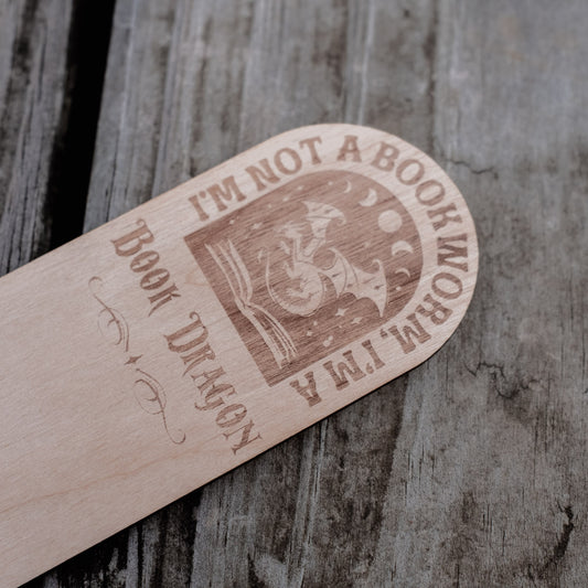I'm a Book Dragon | Engraved Wooden Bookmark