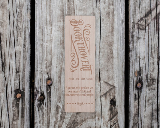 Booktrovert | Engraved Wooden Bookmark